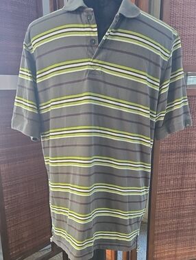 Nike ACG Olive Green Striped Polo Shirt